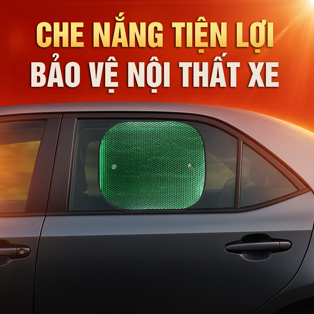 Combo 2 Tấm Che Nắng Ô Tô Xốp Cách Nhiệt Tròn Lớn Màu Lá Phủ Bạc CIND CD-C043 (44x52cm) - Nhập Khẩu Chính Hãng