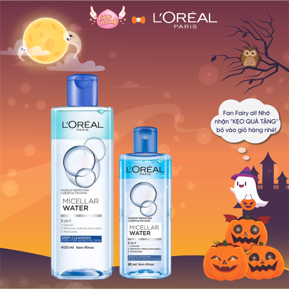 [L'OREAL PARIS] Nước Tẩy Trang Cho Trang Điểm Đậm Giúp Sạch Sâu Tối Ưu Micellar Water 3-in-1 Deep Cleansing 400/95ml