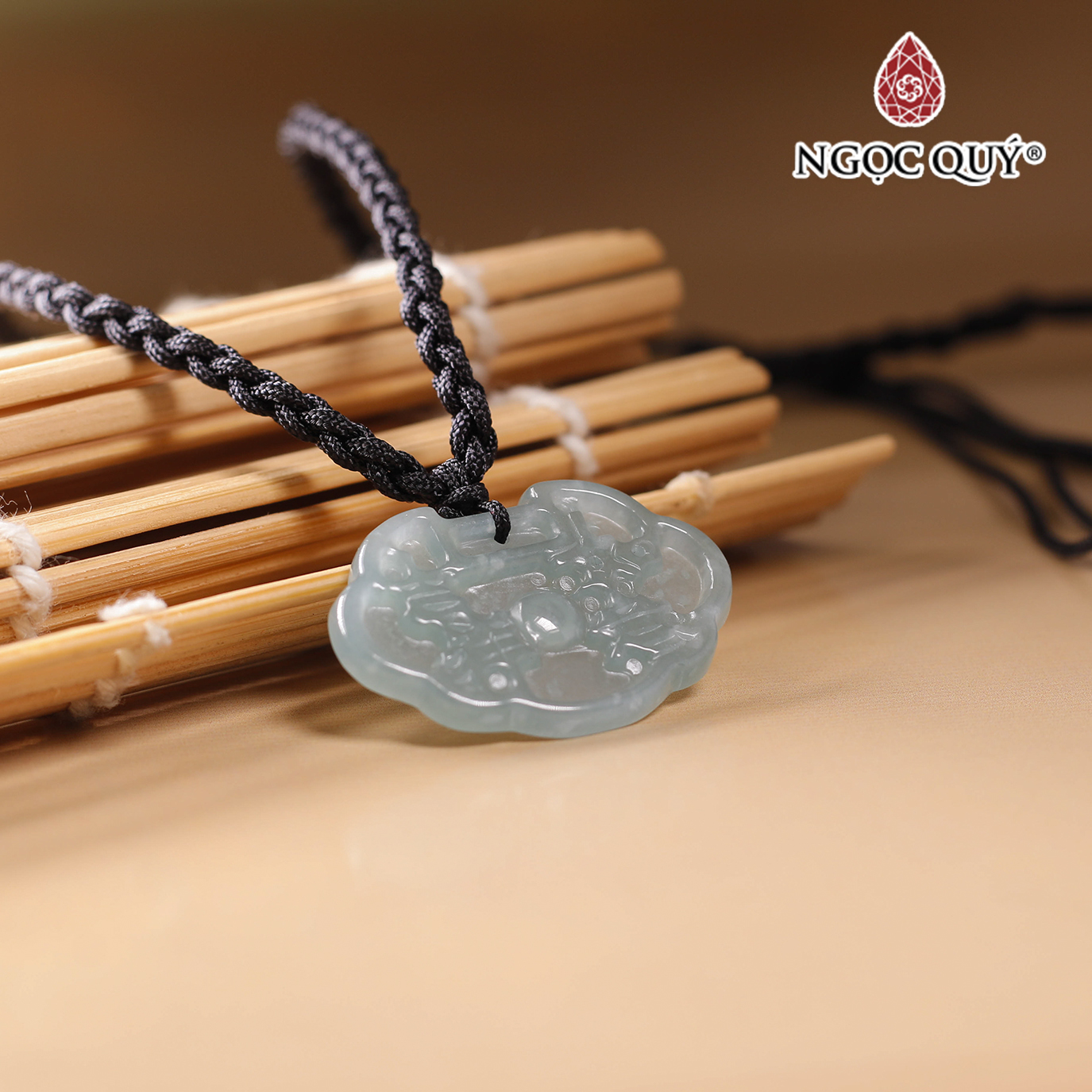 Mặt dây chuyền túi như ý lam ngọc 30x20mm mệnh thủy mộc - Ngọc Qúy Gemstones
