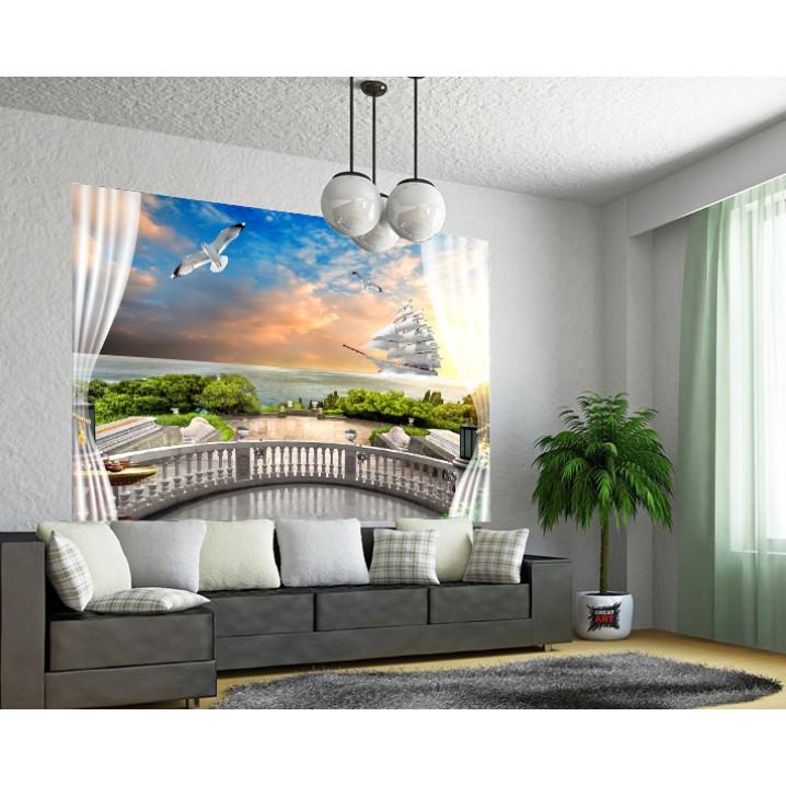 Tranh dán tường 3d hiện đại, trang trí phòng khách đại dương mênh mông 1,2m x 1,9m MS1380925706