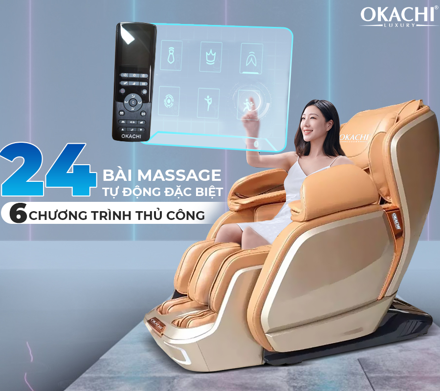 Ghế massage toàn thân OKACHI JP-i60 Plus ( Vàng Gold)