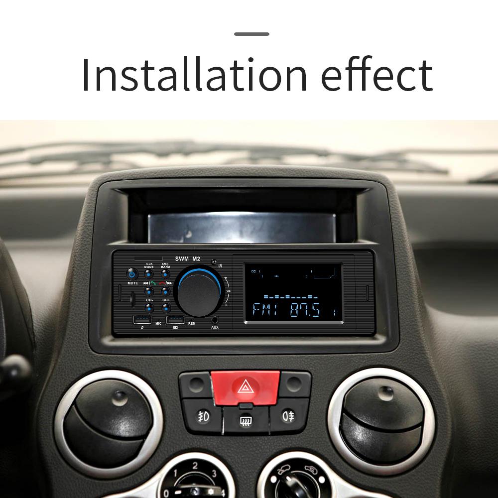 Car MP3 Player BT Stereo Receiver FM Radio Hands-Free Calling U-Disk/TF Card/Aux-in Player Support APP to Find Car 2.1A Quick Charge with Remote Controller