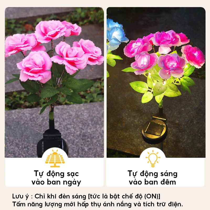 Đèn trang trí năng lượng mặt trời hoa hồng, tích kiệm điện, bóng siêu sáng, chống thấm nước - DA3154