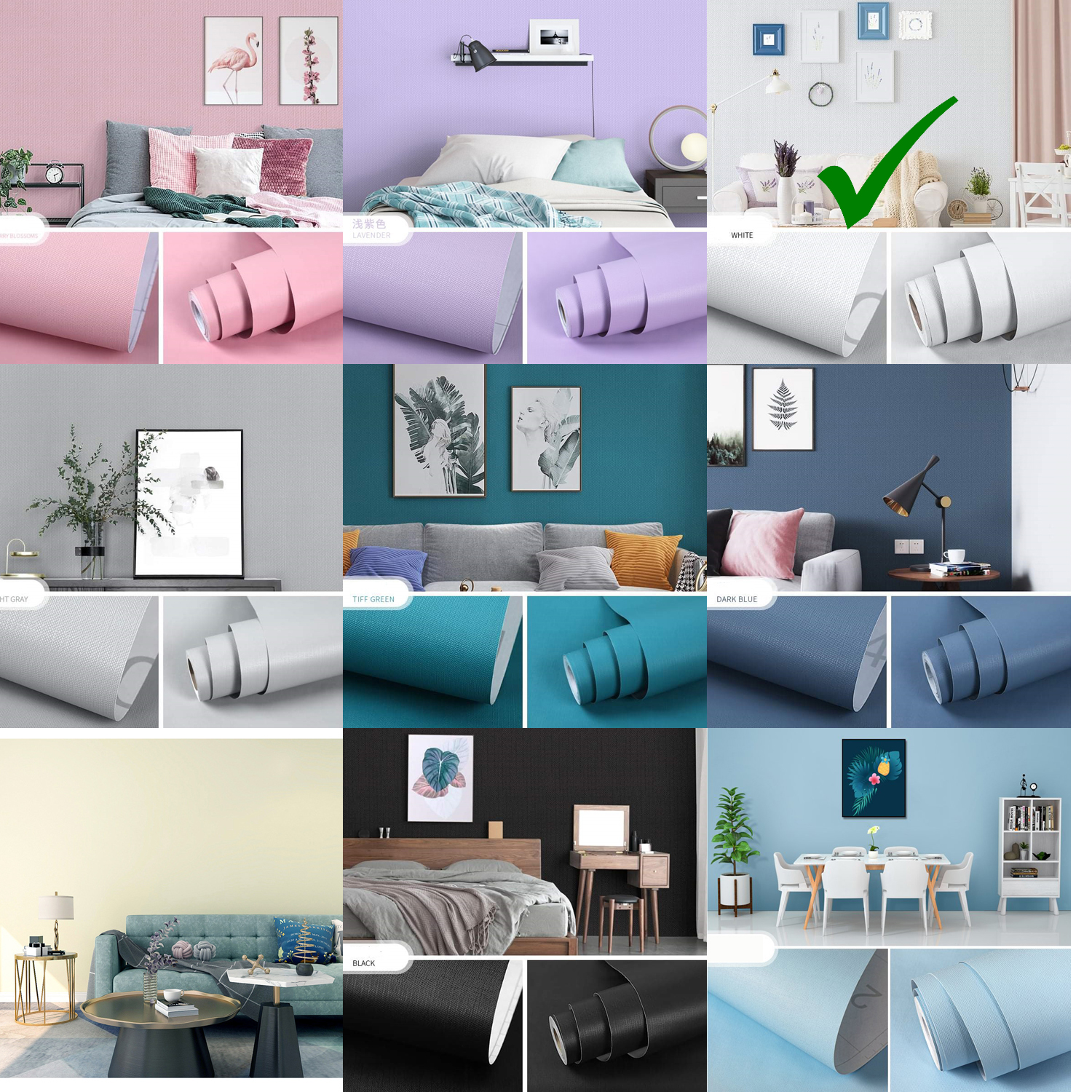 Cuộn 10m giấy dán tường Pastel có keo sẵn.