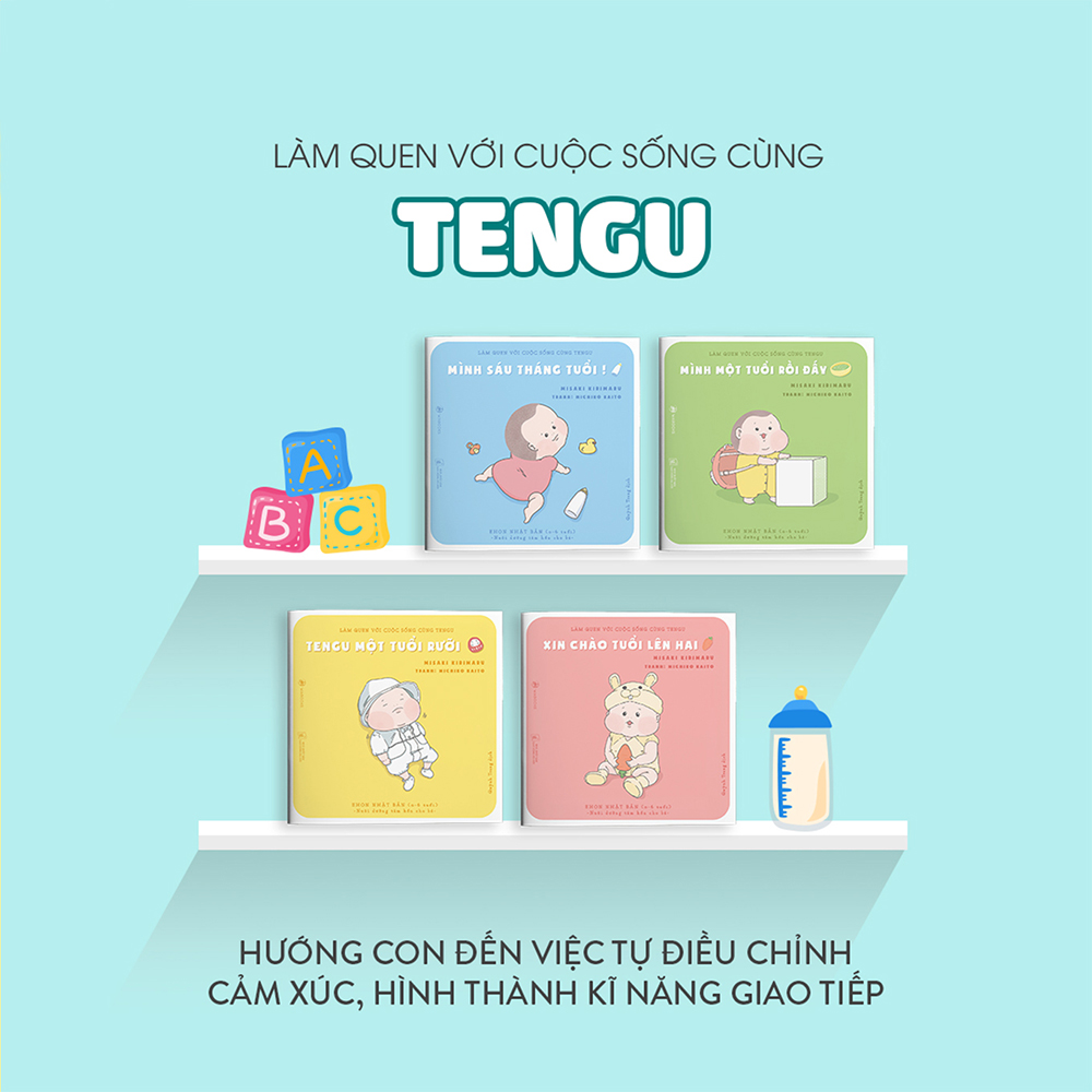 Combo 4 cuốn truyện tranh Ehon Nhật Bản - Làm quen với cuộc sống cùng Tengu (Mình sáu tháng tuổi, Mình một tuổi rồi đấy, Tengu một tuổi rưỡi, Xin chào tuổi lên hai) - Dành cho trẻ từ 0 - 2 tuổi