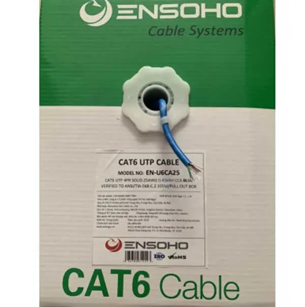 Cáp Mạng ENSOHO Cat 6 UTP EN-U6CA25 ( Xanh Dương ) - Hàng Chính Hãng 