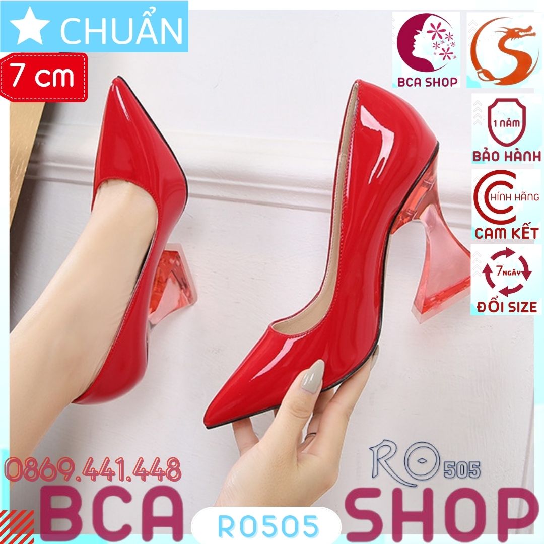 Hình ảnh Giày cao gót nữ bít mũi 7p RO505 ROSATA tại BCASHOP đế trong suốt cách điệu, sang trọng và đẳng cấp - màu đỏ