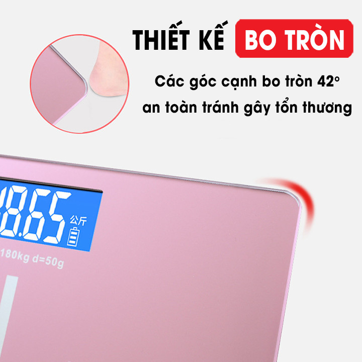 Cân điện tử sức khoẻ mặt kính tải trọng tối đa 180kg mẫu mới - màu ngẫu nhiên