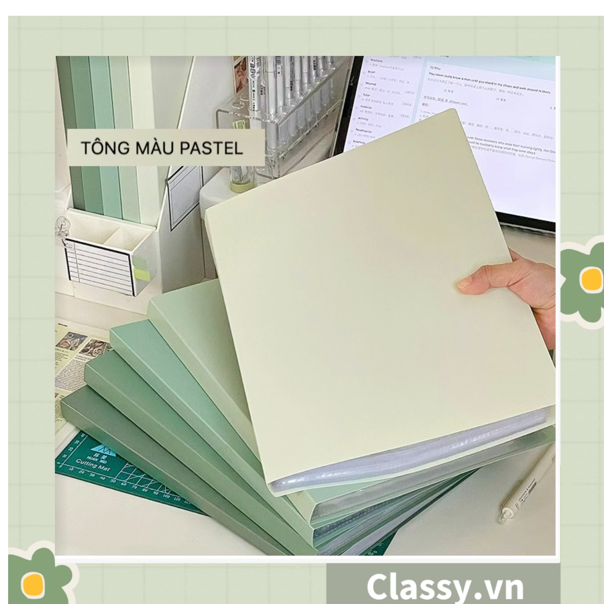 File lá A4 đựng tài liệu nhiều ngăn, Tệp đựng tài liệu 30 lá chất liệu PP cao cấp - bìa đựng giấy A4 Classy Basic PK1787