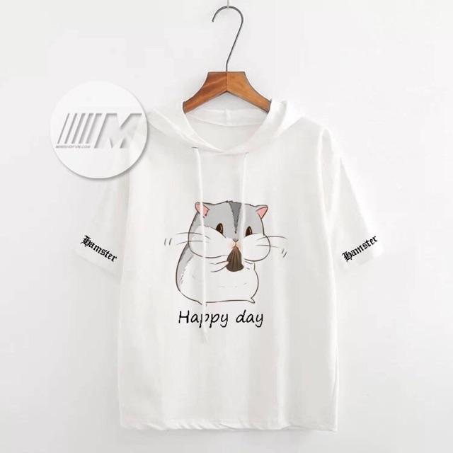 Áo hoodie tay lỡ happy day