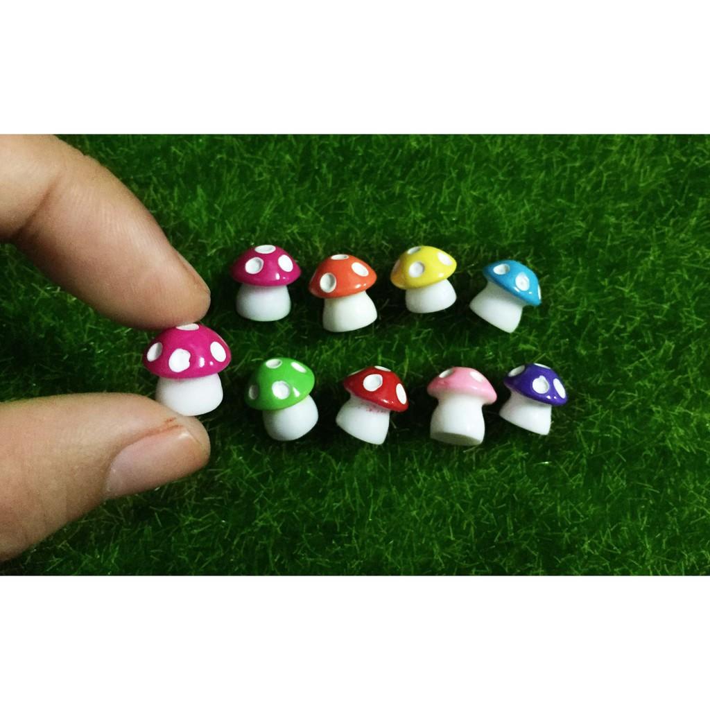 nấm màu lớn làm tiểu cảnh, charm slime, decor mô hình, đồ handmade, DIY