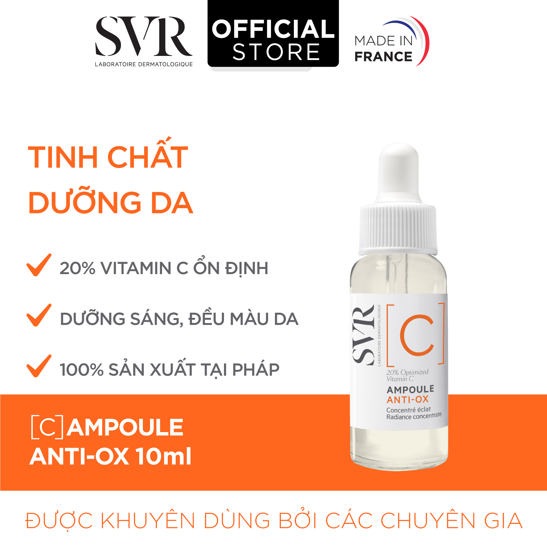 Tinh chất giúp làm sáng da, tái tạo, ngăn ngừa lão hóa da SVR [C] Ampoule Anti-Ox 10ml