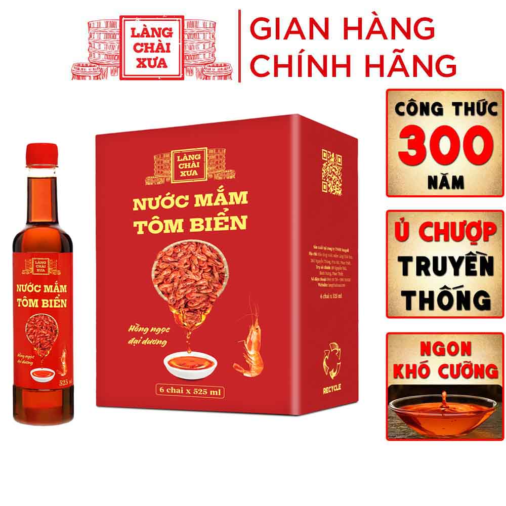 Đặc Sản Phan Thiết - Nước Mắm Tôm Biển Làng Chài Xưa 525Ml/Chai Hồng Ngọc Đại Dương 300 Năm Truyền Thống