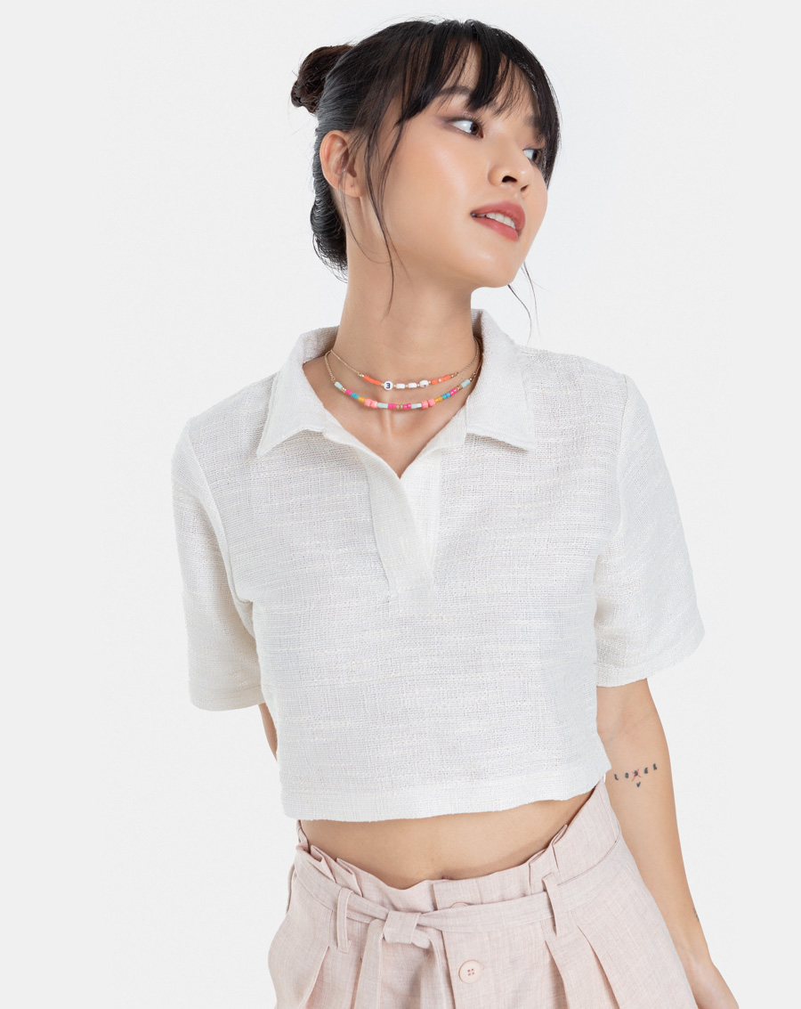 Áo Kiểu Thời Trang JUNO Áo Croptop Tweed JNAKI001