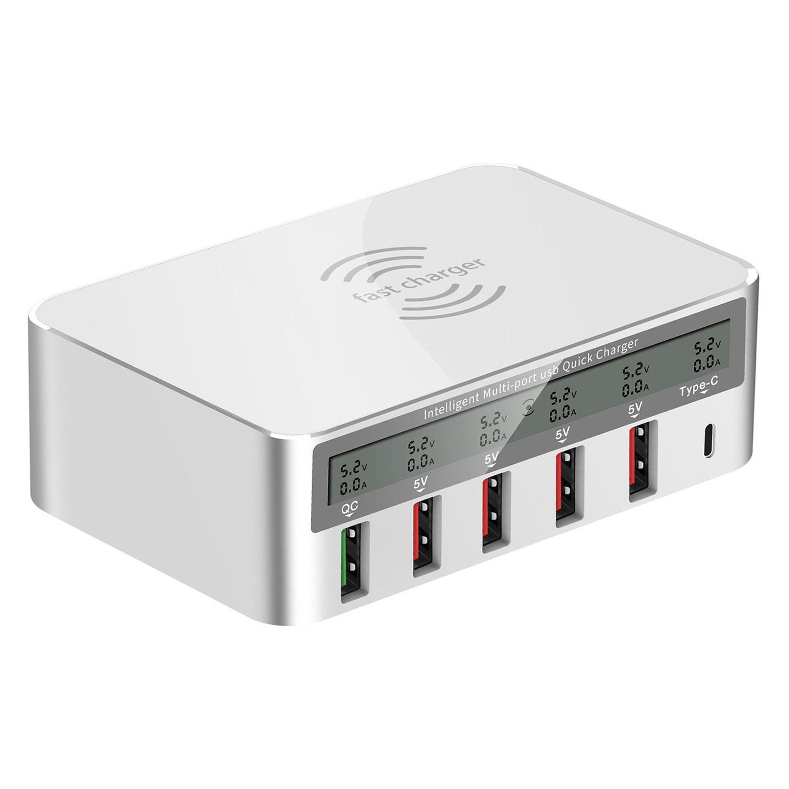 Wireless 5 USB QC 3.0 Fast Charging Station Dock LED Display for