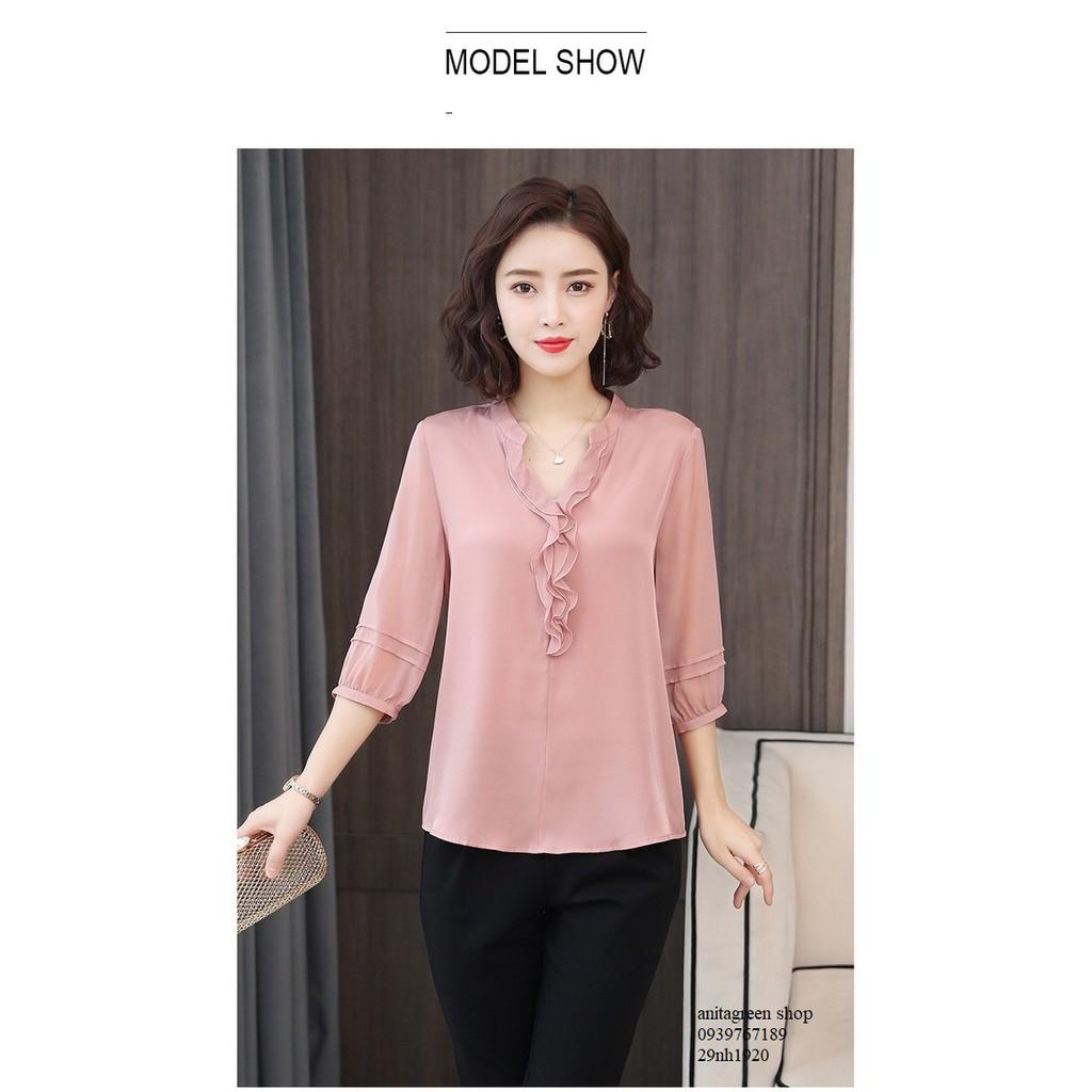 nh1920-SƠ MI NỮ VIỀN BÈO (thoi trang công sở anitagreen)