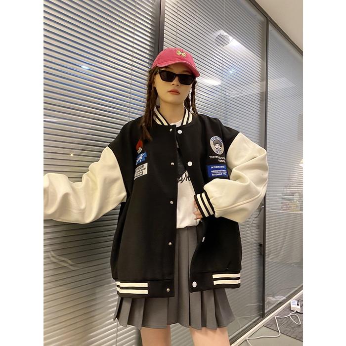 Áo Khoác Bomber Unisex Chất Nỉ Bông In Hình Siêu Xinh Form Unisex Nam Nữ Ulzzang, Áo khoác bomber nỉ bông nam nữ form rộng ulzzang unisex street style Hàn Quốc