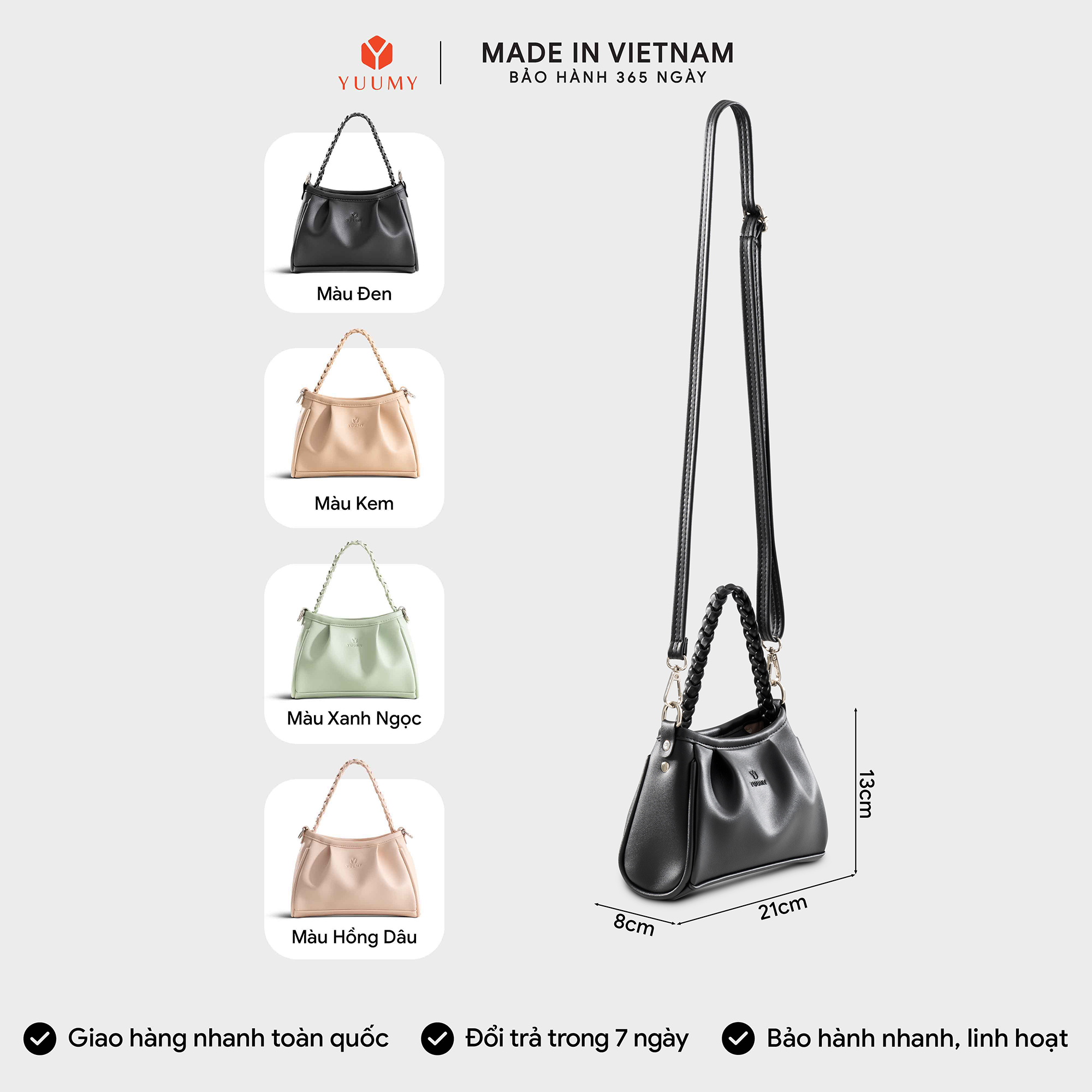 Túi Yuumy ( Thời trang nữ mini xinh xắn size 21 - Túi đeo chéo da Seasand YN289 )