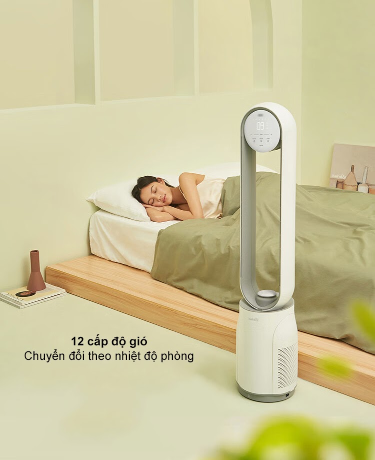 Quạt Không Cánh Xiaomi Keheal A4 Pro Bản Tiếng Việt Diệt Khuẩn UV Kiêm Lọc Không Khí Gồm 12 Cấp Độ Gió, Giảm Độ Ồn Với Góc Quay Rộng Hơn 150 Độ Công Nghệ Lọc Khử Khuẩn Ion - Hàng Nhập Khẩu