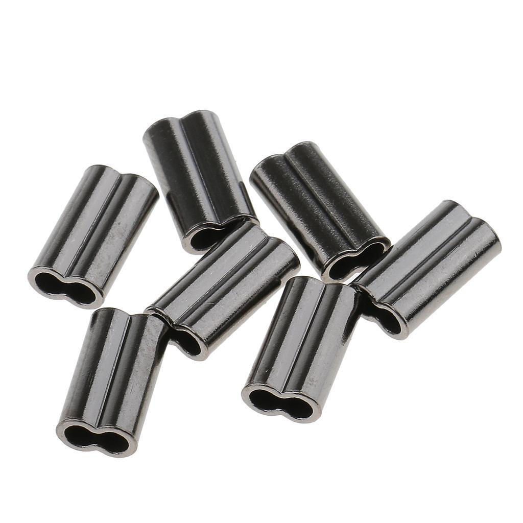 100pcs Double Barrel Copper Crimp Sleeves 10mm Fishing Crimps for Rig Making - Sizes 1.5mm 2.0mm Bore
