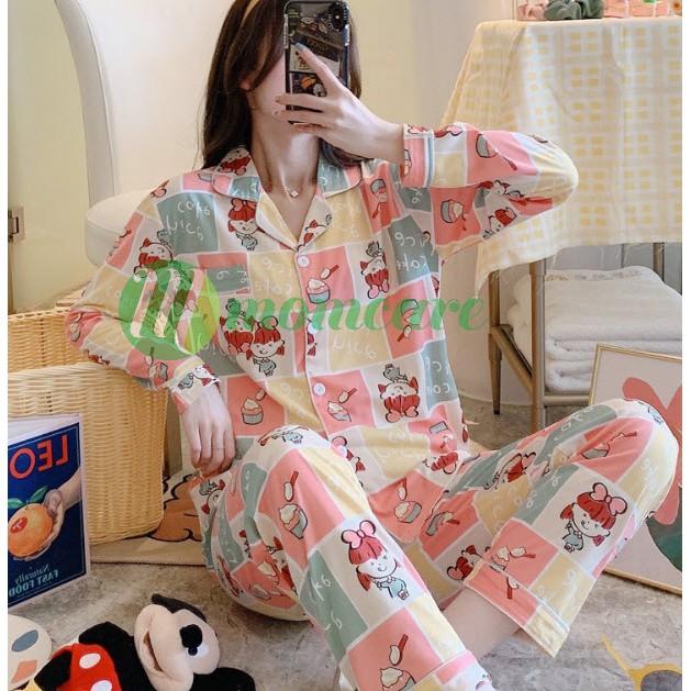 Bộ đồ ngủ nữ QUẢNG CHÂU cao cấp - Pijama nữ mặc nhà dài tay đẹp mềm mịn, dễ thương - Quần áo ngủ kiểu thời trang