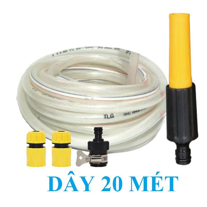 Vòi Xịt Nước️ Bộ dây vòi xịt nước rửa xe, tưới cây , tăng áp 3 lần, loại 20m 206587 cút sập, nối đen