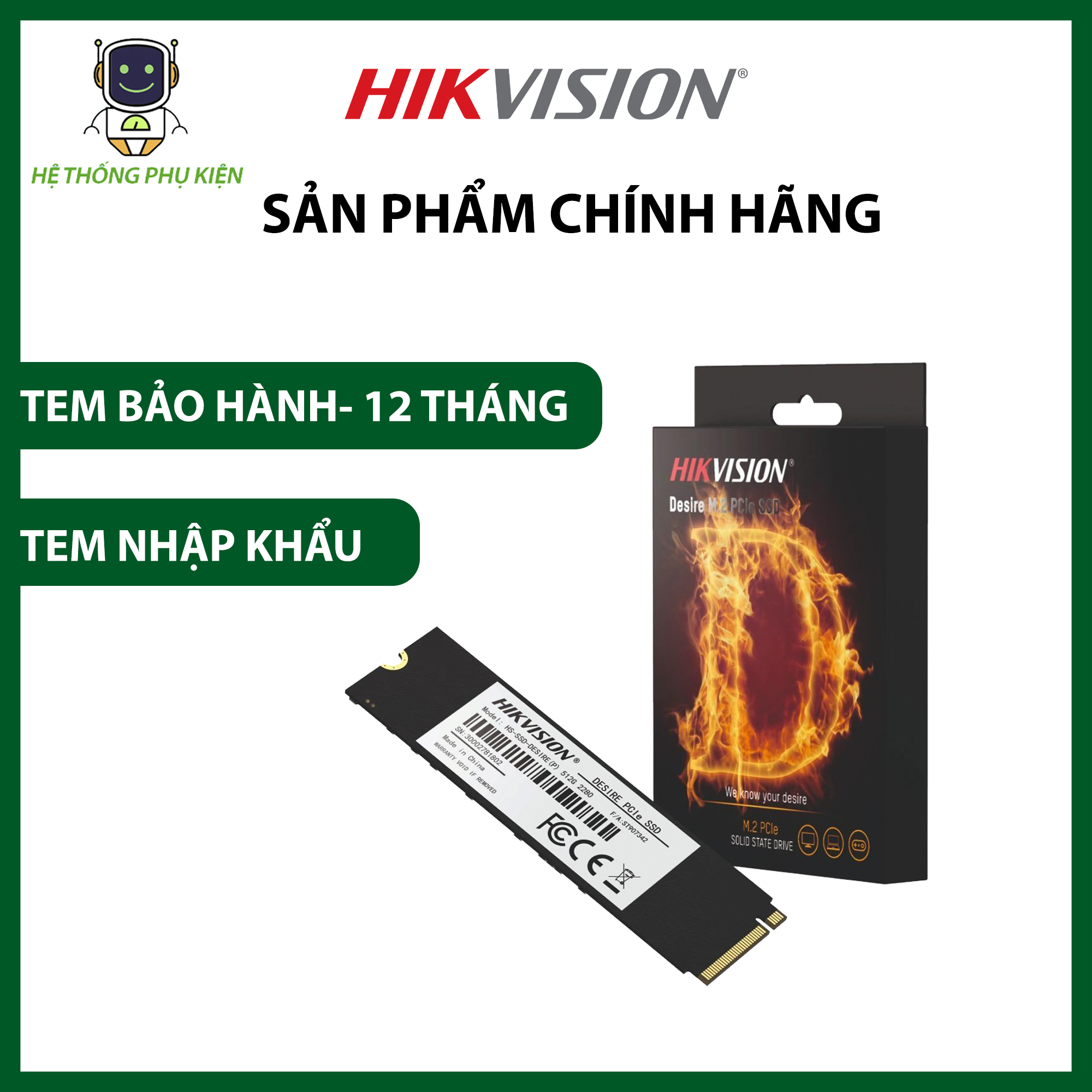 Ổ cứng SSD gắn trong Desire M.2 PCIe HIKVISION HS-SSD-Desire(P) Hàng Chính Hãng