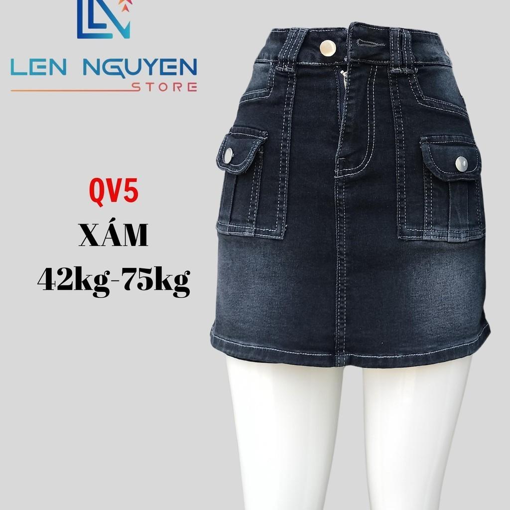 QV5_Quần jean nữ, quần váy, lưng cao, quần bò nữ dáng ôm, quần rin nữ có big size, cho 42kg đến 75kg,LEN NGUYEN STORE