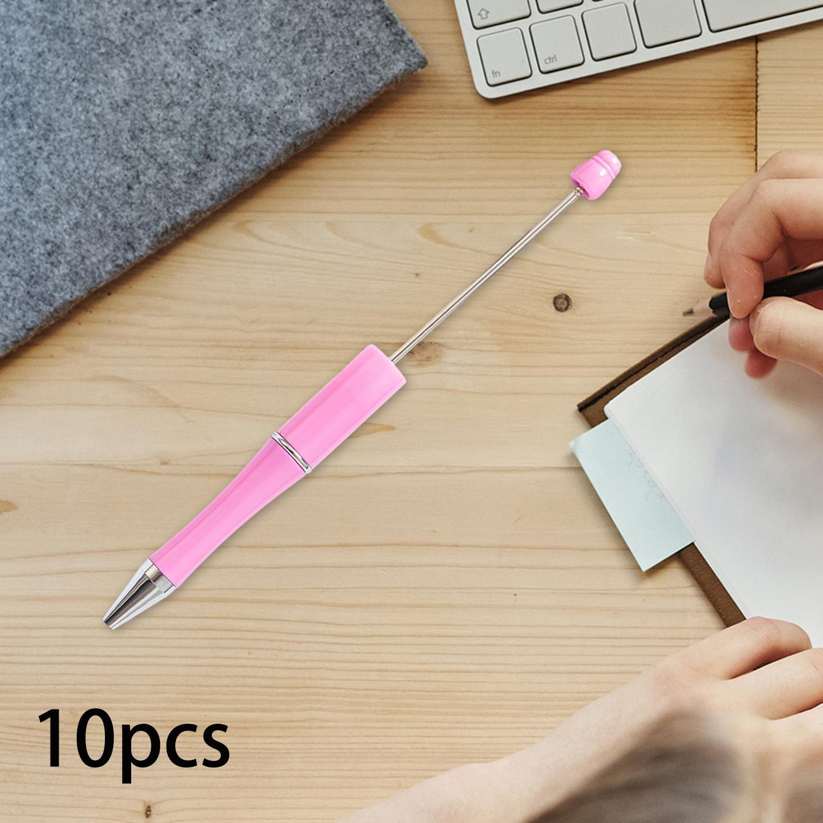 10 Pieces DIY Black Ink Pens Beaded Pens Ballpoint Pen Bead Pen for Birthday
