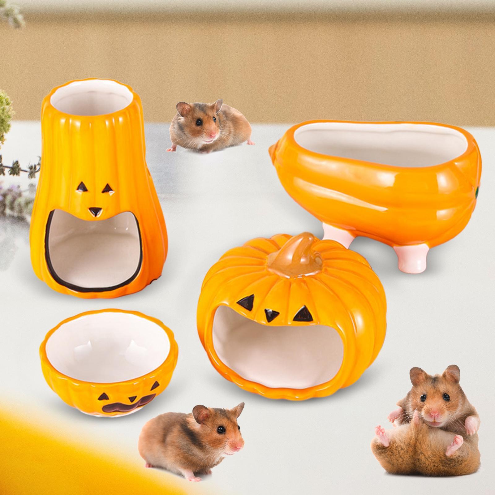 4x Ceramic Hamster Hideout Cute Hamster Ceramic Water Dish for Small Animals