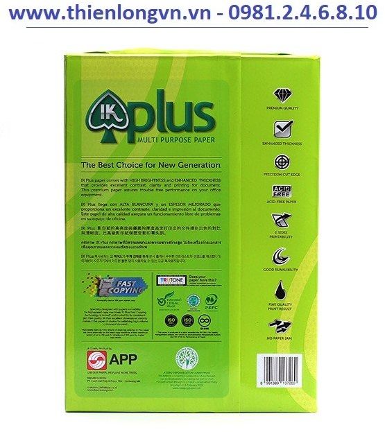 Giấy IK Plus khổ A4 định lượng 70 gsm