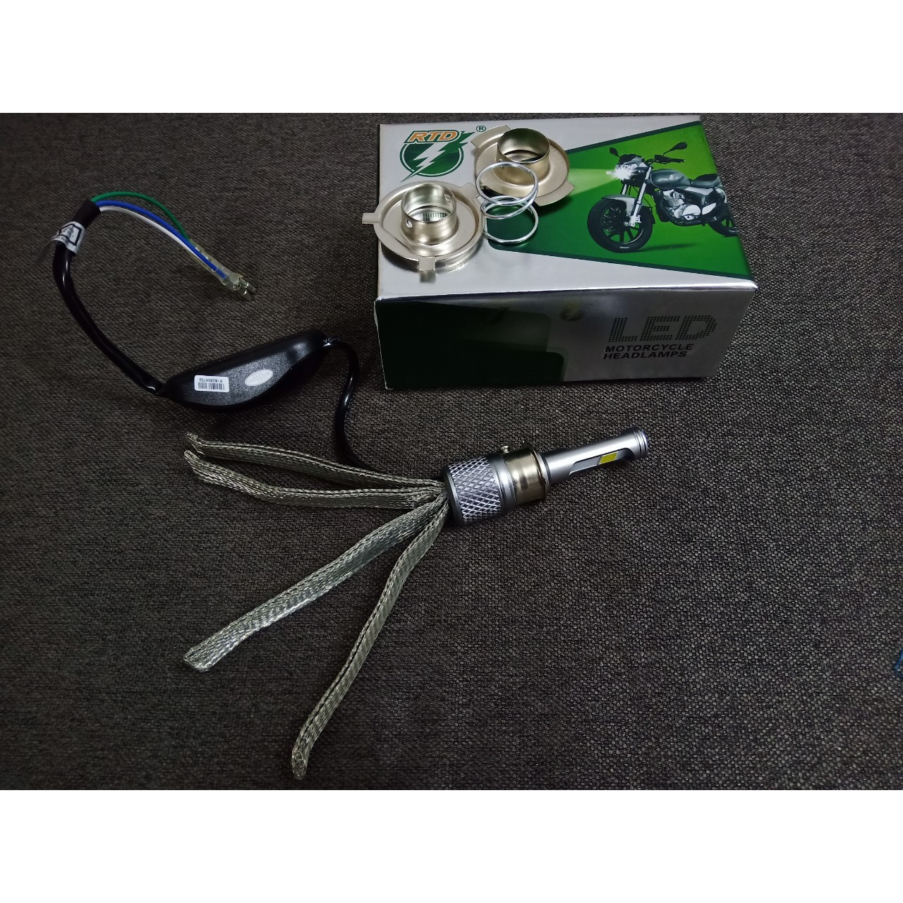 Bóng đén led pha cho xe máy tặng bao tay xe máy