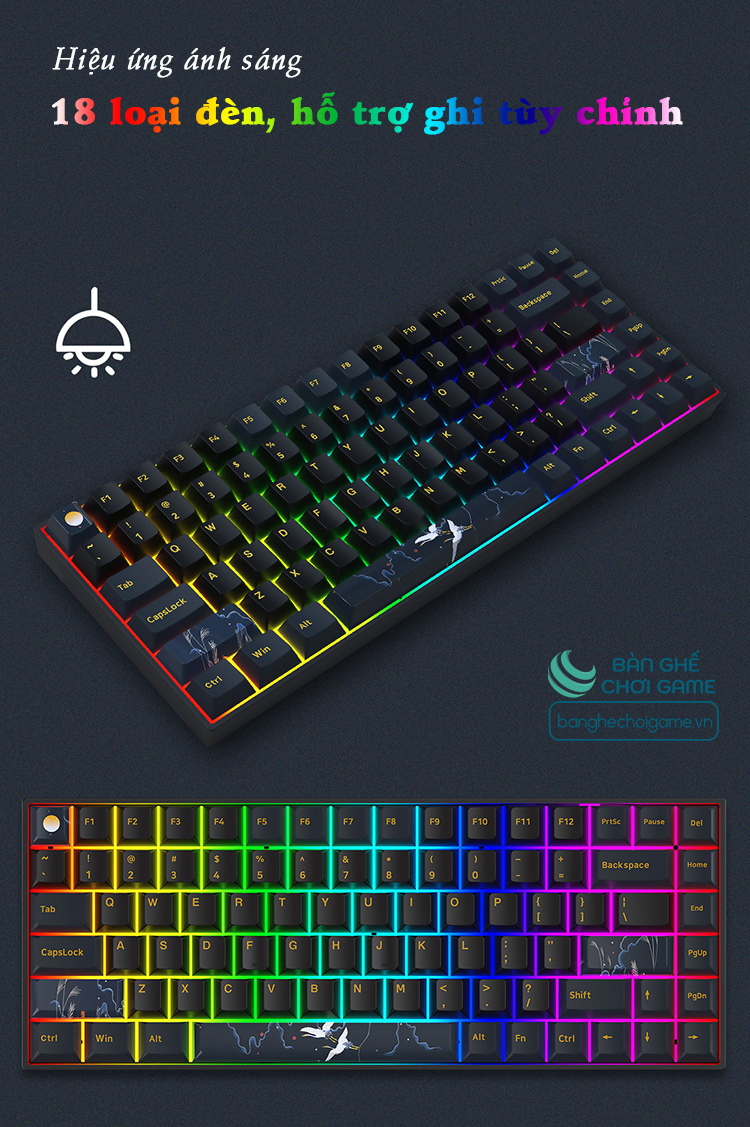 Bàn phím cơ không dây Newmen GM840 Pro Hạc Trăng Mây / Gateron G-Pro/ Hot Swap - Hàng chính hãng