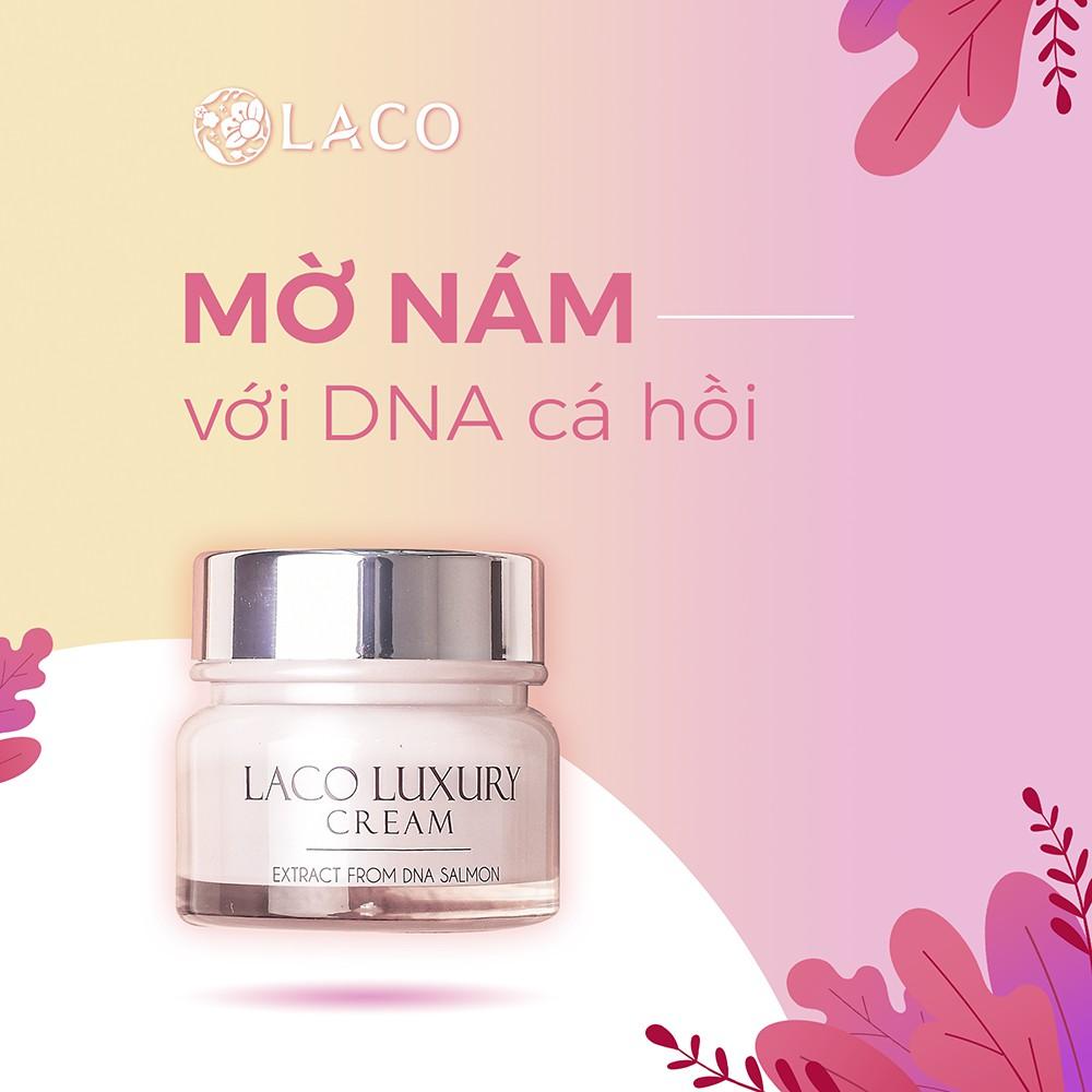 Combo Kem dưỡng da ban ngày LACO LUXURY 30ml cho làn da trắng hồng căng bóng mịn màng + 12pcs bông nở rửa mặt Laco