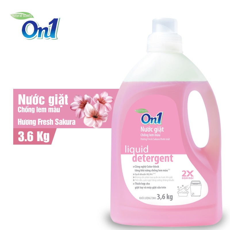 Nước giặt On1 chống lem màu hương Fresh Sakura 3.6Kg N6402