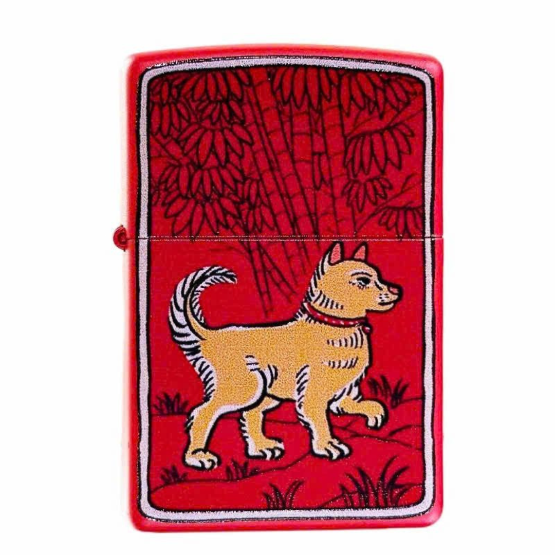 Bật lửa Zippo Year of the Dog - Phiên Bản 12 Con Giáp (Tuổi Tuất) Thiết Kế Việt Nam, Sơn Tĩnh Điện Đỏ May Mắn Chính Hãng
