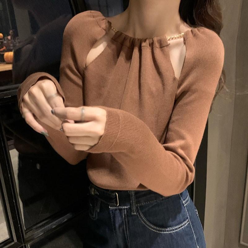 Áo thun tay dài màu trơn hợp thời trang cho nữ