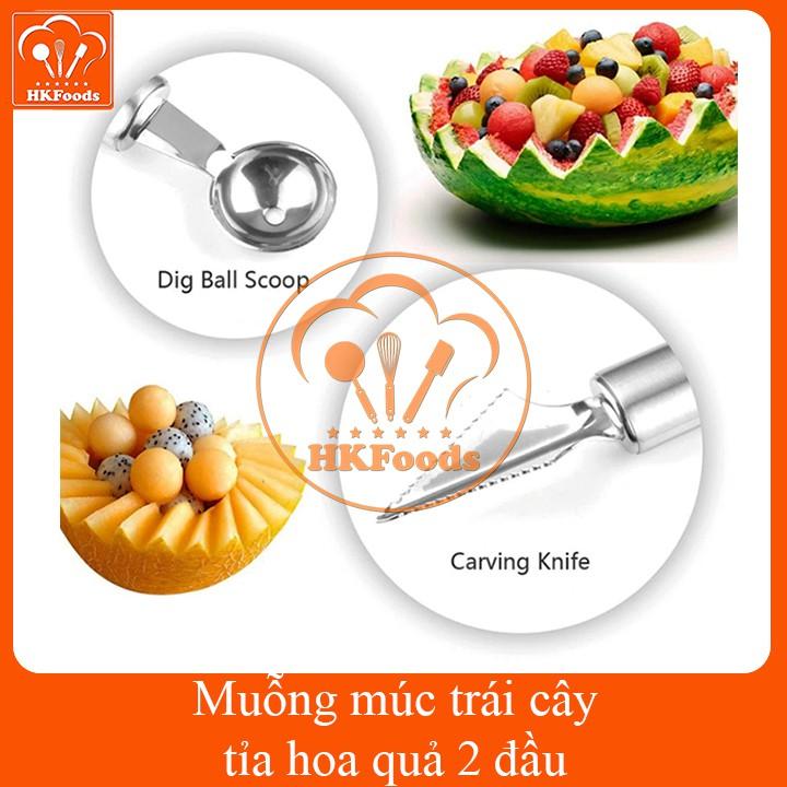 Muỗng múc tỉa trái cây 2 đầu inox