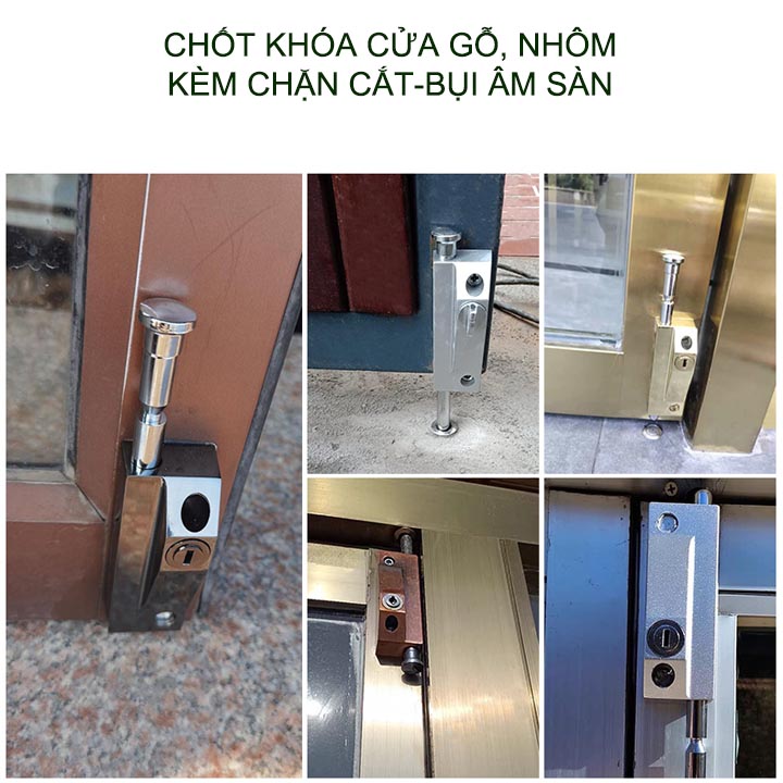 Chốt chặn cửa bằng hợp kim chắc chắn kèm đầu chặn cát, bụi bẩn âm sàn