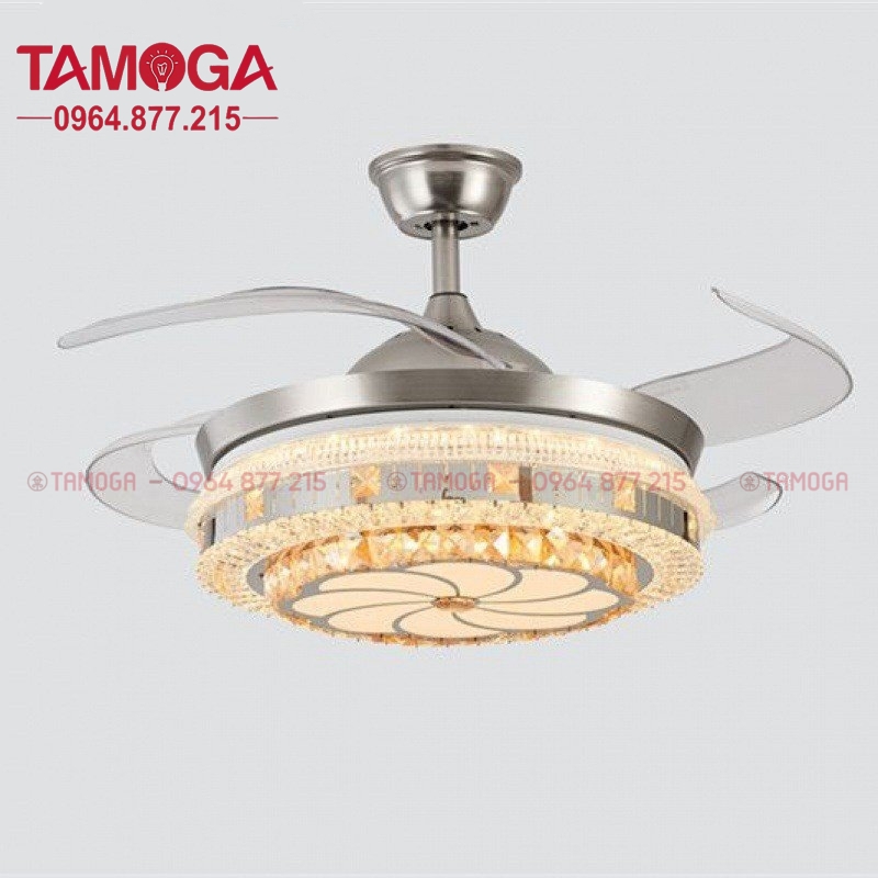 Quạt trần xoáy nước Cánh cụp cánh xòe TAMOGA LENKAN 5454 Động cơ 6 số + Tặng kèm điều khiển từ xa HÀNG CHÍNH HÃNG