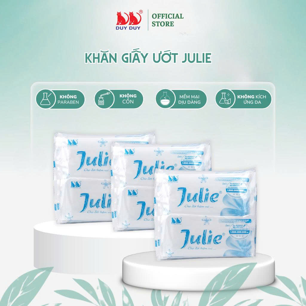 Khăn lạnh dùng một lần Julie vải bi 20 cái 24x24cm hương hoa hồng không hóa chất