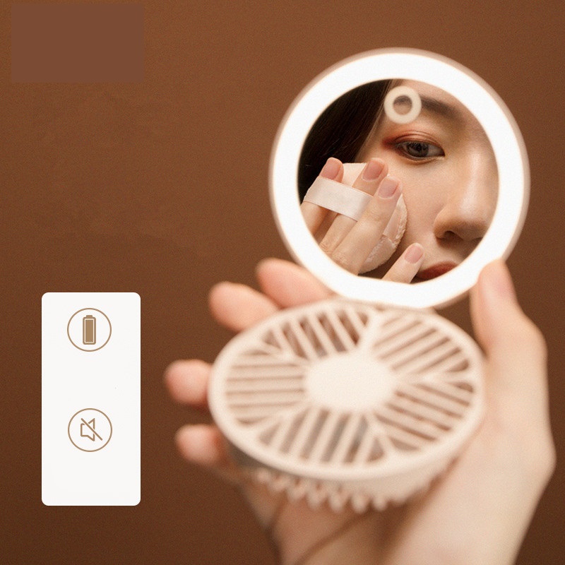 Xiaomi Quạt Mini Gấp Gọn Có Đèn Led Và Gương Trang Điểm