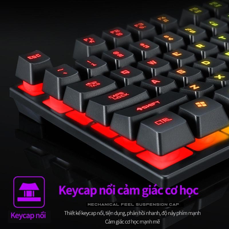 Bộ Bàn Phím Kèm Chuột Gaming TF200 Có Dây, Phong Cách Hiện Đại, Ấn Tượng LED Nhiều Màu - BH 3 Tháng