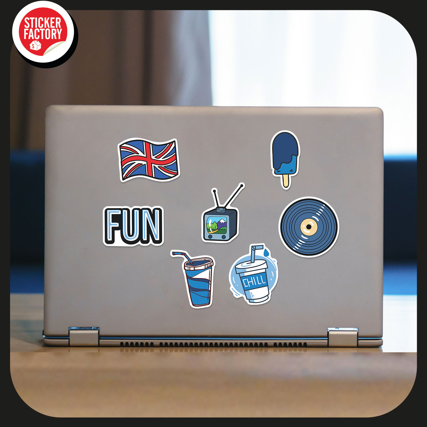 Blue Color - Set 30 sticker decal hình dán nón bảo hiểm, laptop, xe máy, ô tô - STICKER FACTORY