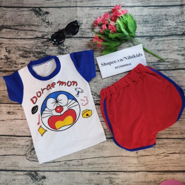 Bộ Cộc Tay Cho Bé Cotton Hình Doremon M37