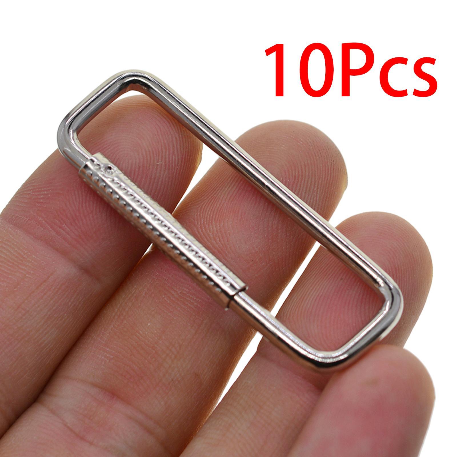 10Pcs Rectangle Carabiner Clips Hook Portable Durable Multifunctional Metal Sturdy DIY Keychain Clips Spring Buckle for Outdoor Indoor Bags