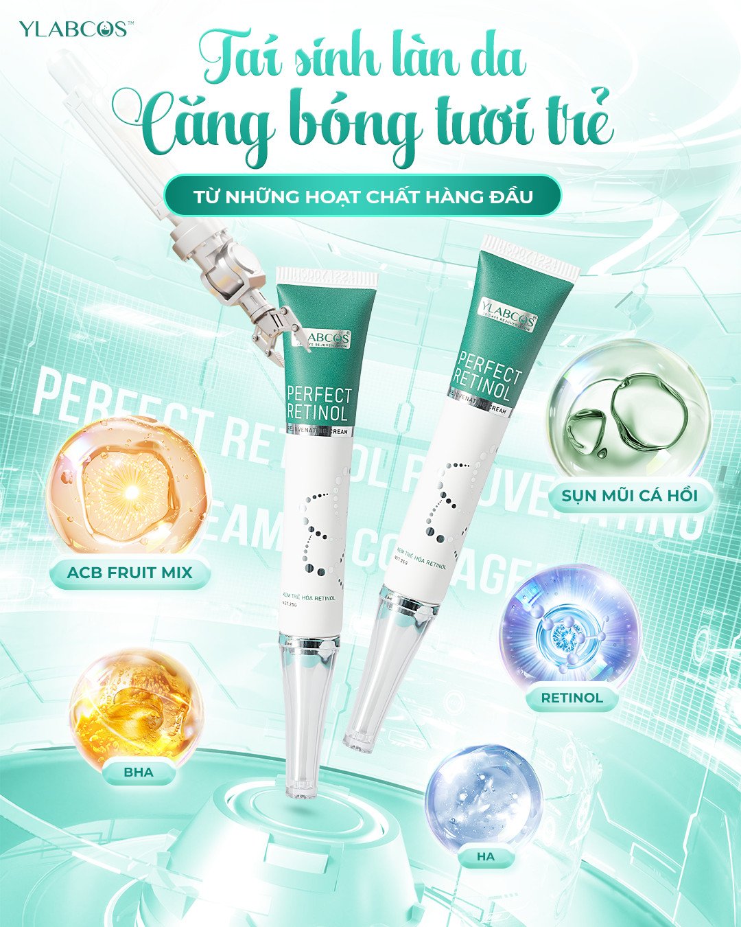 VI COLLAGEN PERFECT RETINOL YLABCOS Rejuvenating Cream - Peel da thế hệ mới - ViGai Collagen Drlacir