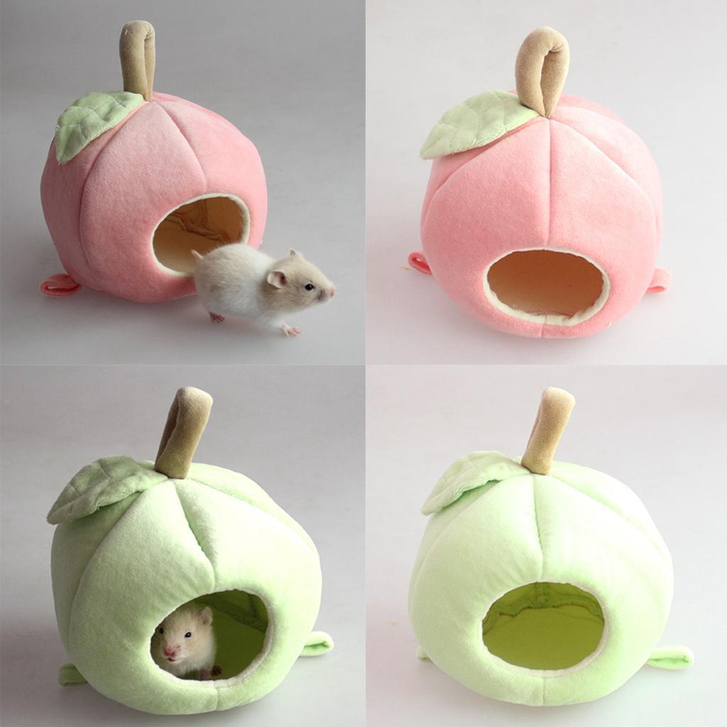 2 Pieces Apple Shape Warm Plush Hammock Small Animal Cage Hamster Hammock