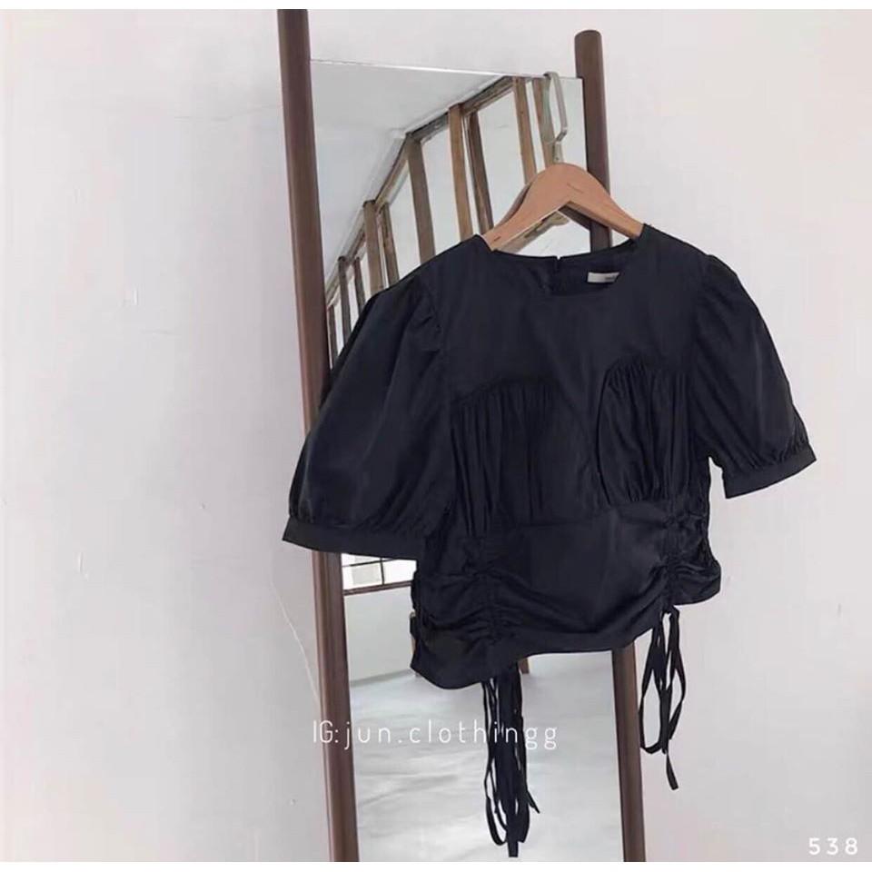 ÁO CROPTOP CHUN RÚT HAI BÊN HÔNG XINH XẮN GIÁ RẺ- MORA CROPTOP