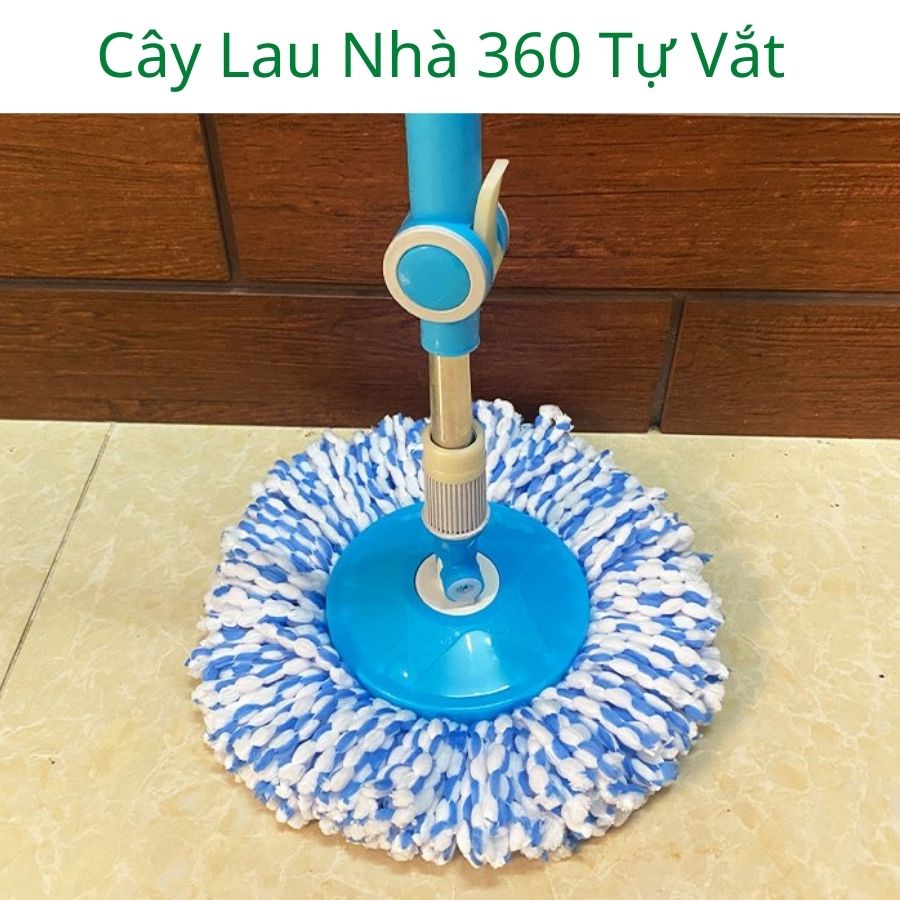 Cây lau nhà 360 độ inox chất lượng không rỉ chắc chắn tiện lợi mâm nhựạ tròn kèm bông lau siêu thấm hút dùng cho thùng lau tự vắt 360